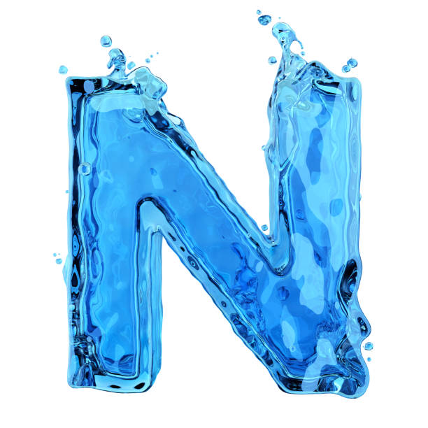 istock Liquid letter N water splash isolated on white background 1197655360