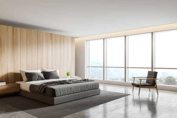 istock Panoramic bedroom corner with armchair 1197655401