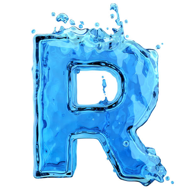 istock Liquid letter R water splash isolated on white background 1197655446