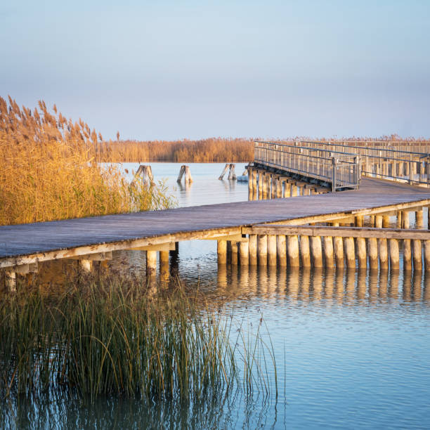 Cтоковое фото Пирс и Джетти в Moerbisch в Бургенланд Neusiedlersee