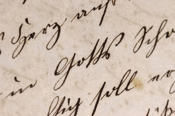 istock Historic Handwriting Style Closeup, Focus on the German Word 