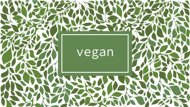 ilustraciones, imágenes clip art, dibujos animados e iconos de stock de hojas verdes de fondo de etiqueta - vegan food illustrations