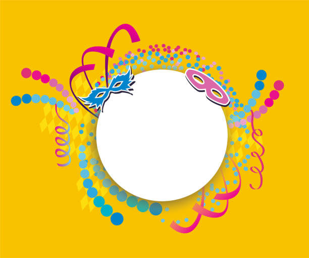 紙吹雪、ストリーマー、マスクを持つお祝いのカーニバルの背景 - streamer ribbon party celebration点のイラスト素材／クリップアート素材／マンガ素材／アイコン素材