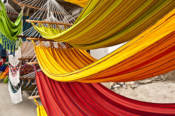 Colorful handmade coconut fibers hammoks hanging for sale