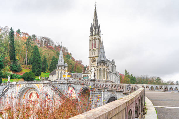 on bazylika matki bożej niepokalanego poczęcia jest kościołem rzymskokatolickim i bazyliką mniejszą w lourdes we francji - european culture spirituality traditional culture famous place zdjęcia i obrazy z banku zdjęć