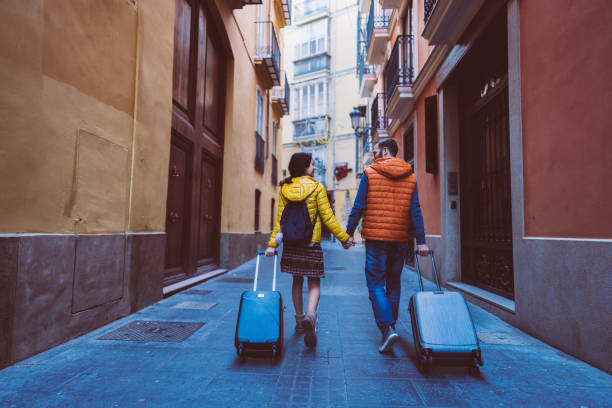 istock Couple traveling around the world 1197663327