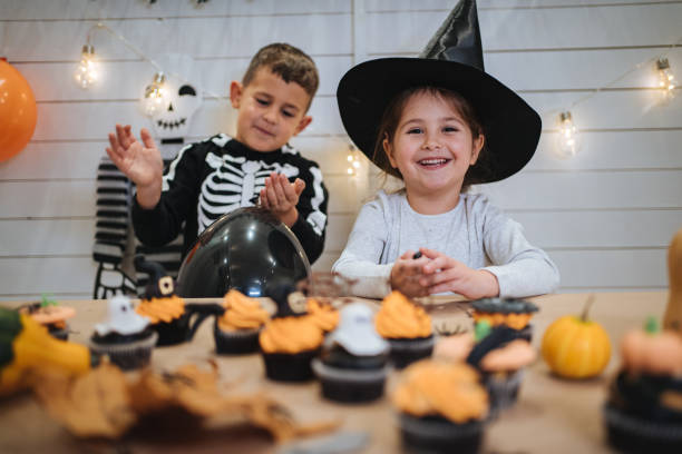 istock Carefree children having fun together on Halloween 1197664965