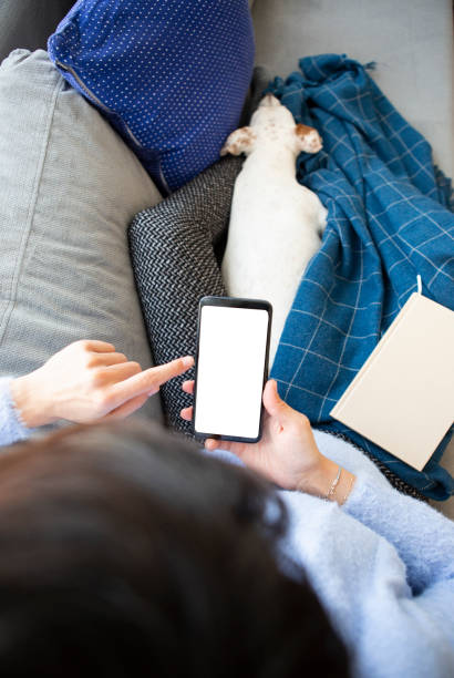 istock Woman using smart phone at home 1197665963