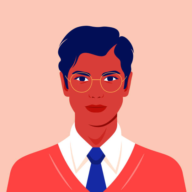 Portrait of a happy man. Avatar of a guy for social network. Colorful portrait. Portrait of a happy man. Avatar of a guy for social network. Colorful portrait. Student of the university. Vector flat illustration latin american and hispanic ethnicity illustrations stock illustrations