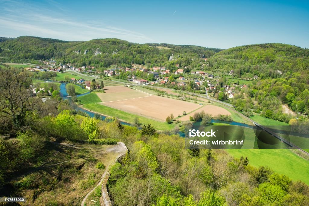 wiesenttal valley in germany landscape view at the wiesenttal valley in franconia germany Beauty In Nature Stock Photo