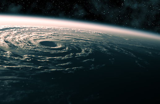 Gran huracán furioso en el planeta Tierra. Ver desde el espacio. photo