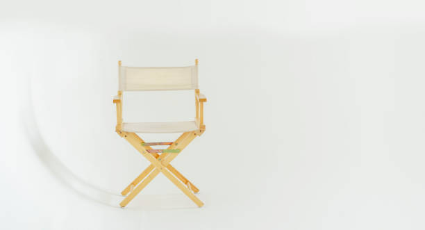 The director's chair in the white studio
