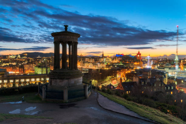 View of Edinburgh at night from Calton Hill
