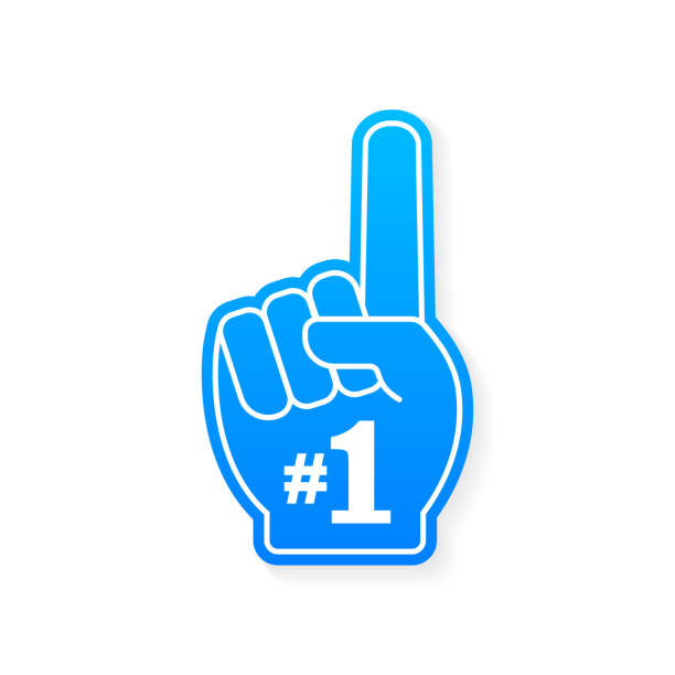 istock Fan hand with finger up. Hand up with number 1. Vector stock illustration. 1197672839