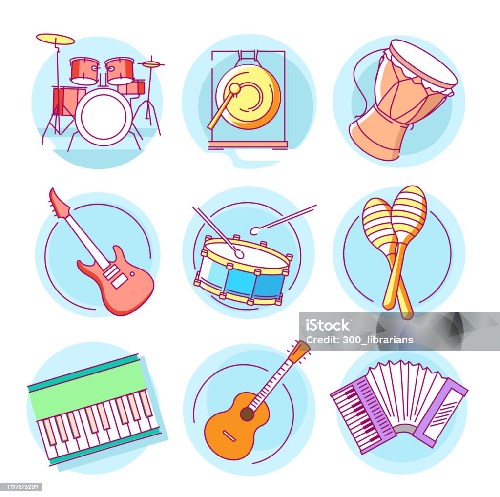 Modern Linear Pictogram Of Musical Instruments Stock Illustration -  Download Image Now - Accordion - Instrument, African Culture, Art - iStock