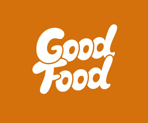 Good Food vector inscription Good Food vector inscription. Fast food signboard. Handmade lettering goodfood stock illustrations