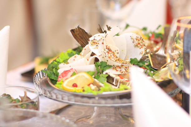 istock plate with meat appetizer on the table in the restaurant 1197676952
