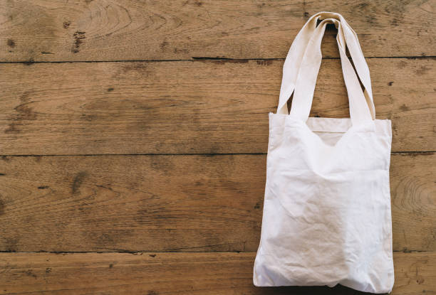 istock Zero waste and eco friendly concept, Cloth bag on wooden table 1197679928