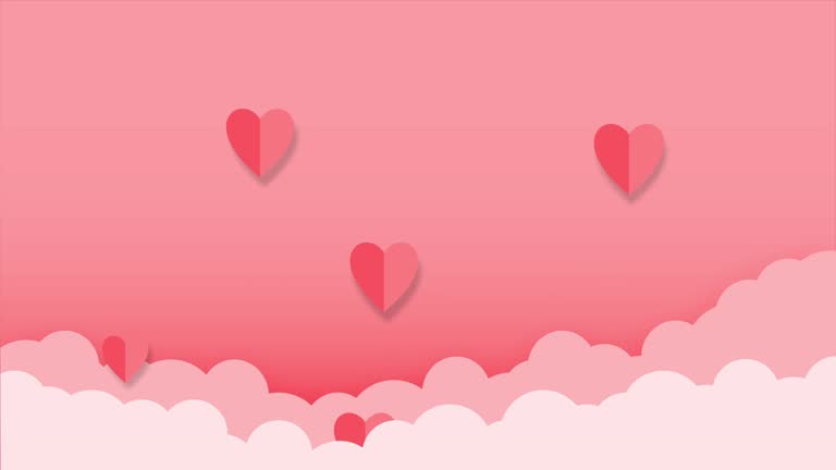 Motion graphic of heart shape abstract backgrounds with cloud