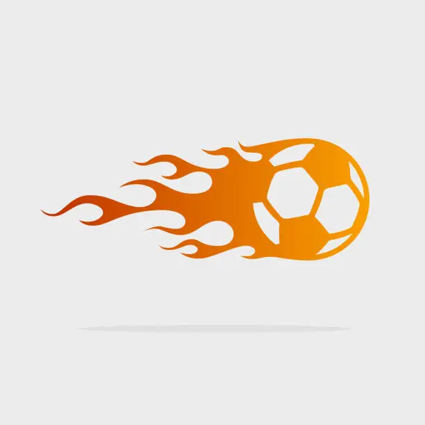 Vector illustration of vector soccer ball flame logo
