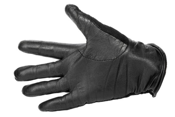 istock hand in a black leather glove with fingers apart. 1197682668