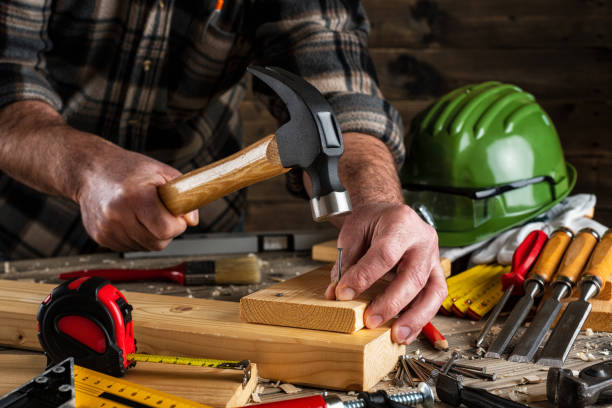 istock Carpenter at work on wooden boards. Carpentry. 1197685837
