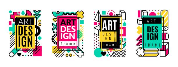 ilustrações de stock, clip art, desenhos animados e ícones de frame. graphic abstract dots and lines, halftone gradient geometric elements for business card and flyer, brochure vector design - covered bazaar