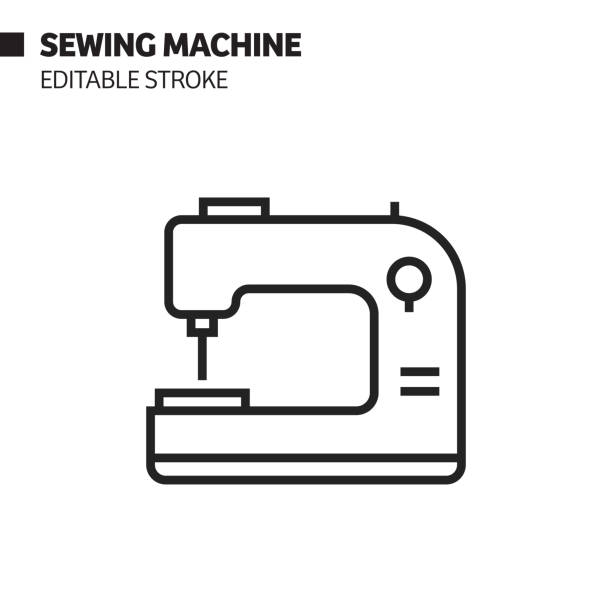 Sewing Machine Line Icon, Outline Vector Symbol Illustration. Pixel Perfect, Editable Stroke. Sewing Machine Line Icon, Outline Vector Symbol Illustration. Pixel Perfect, Editable Stroke. fashion designer logos images stock illustrations