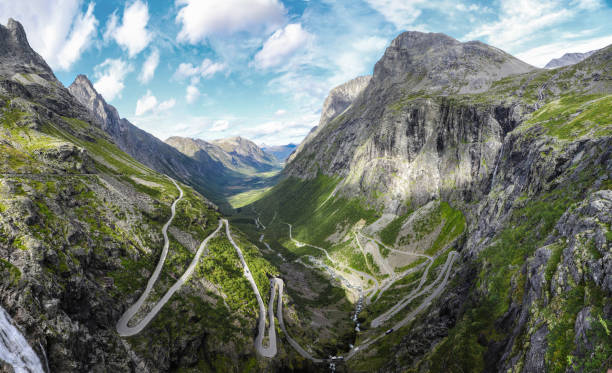 Serpentine mountain road of Trollstegen stock photo