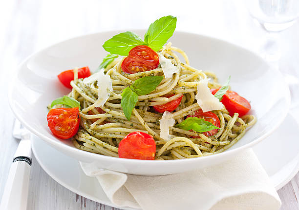 istock spaghetti with  pesto and tomato 119769276