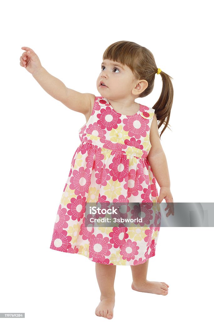 Bambina con vuoto che indica mano - Foto stock royalty-free di Bambine femmine