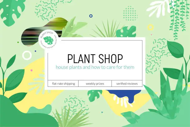 Vector illustration of Plant Shop Web Page Design