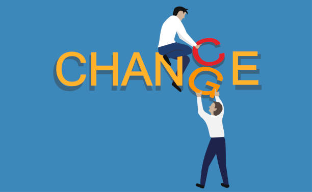 ilustrações de stock, clip art, desenhos animados e ícones de turning the word "change" to "chance".personal development and career growth. - investment variation development growth