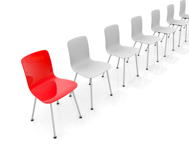 Red Different Chair, Leadership Concept, Minimal Design
