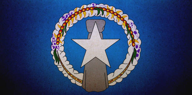 Flag of the Northern Mariana Islands printed on a paper sheet.
