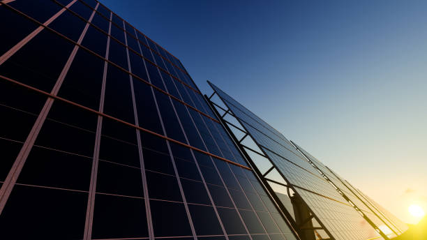 istock Low Angle View of Solar Panels at Sunrise 1197698801