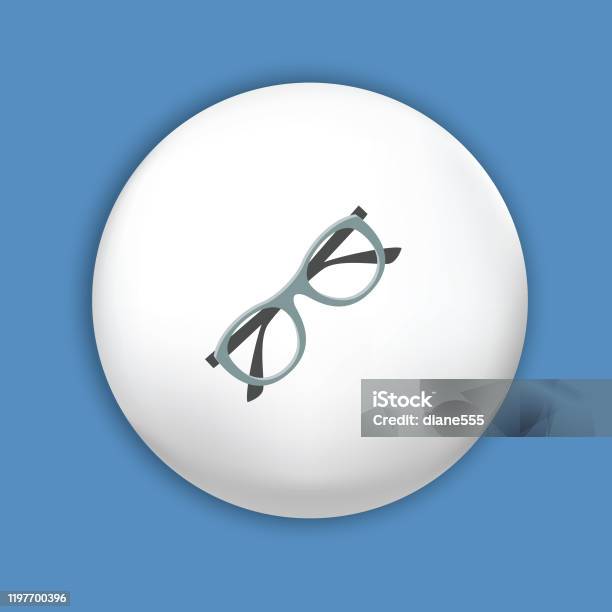 Gezondheidszorg Medisch Icoon Op Witte Knop Stockvectorkunst en meer beelden van Blauw - Blauw, Bril - Brillen en lenzen, Cirkel