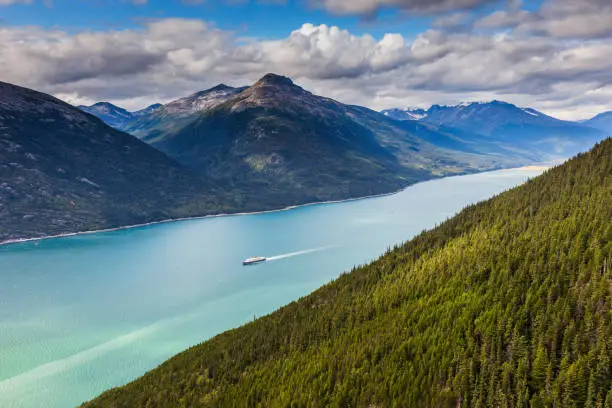 Lynn Canal, Alaska. Aerial view of the fijord and waterway.