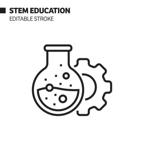 ilustrações de stock, clip art, desenhos animados e ícones de stem education line icon, outline vector symbol illustration. pixel perfect, editable stroke. - stem assunto