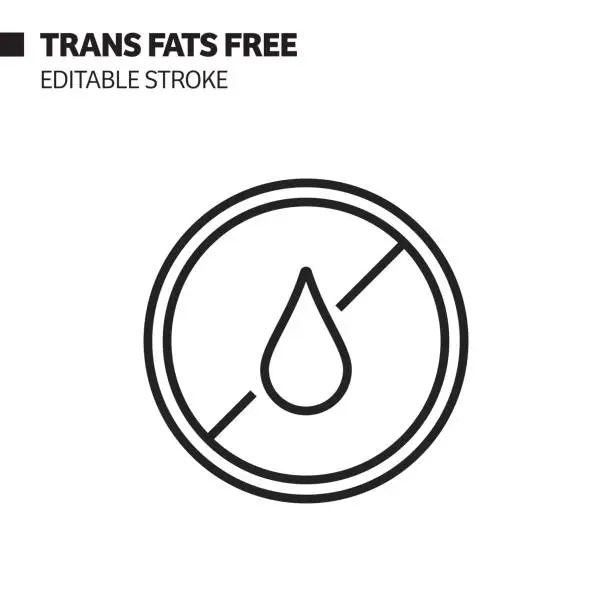 Vector illustration of Trans Fat Free Line Icon, Outline Vector Symbol Illustration. Pixel Perfect, Editable Stroke.