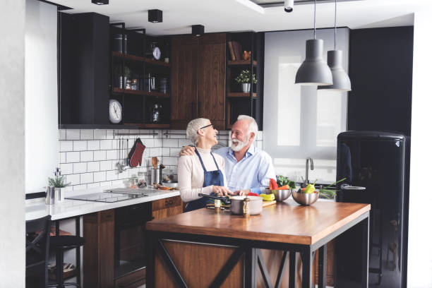 Senior couple in kitchen