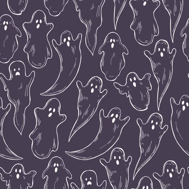 Cute halloween  ghosts . Vector   pattern. Hand drawn cute halloween  ghosts . Vector  seamless pattern. halloween patterns stock illustrations