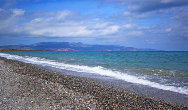 Scenery of Maleme beach on Crete, Greece stock photo