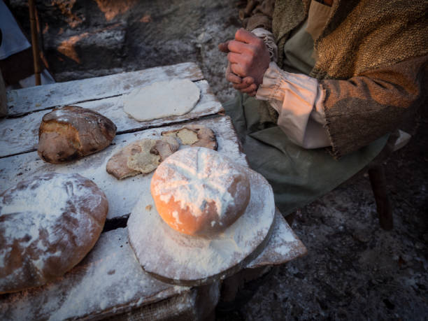 istock Bread on market stall in a rural area. 1197709925
