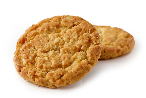 two butter cookies isolated on white background