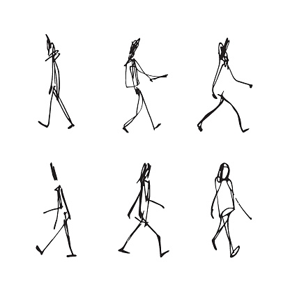 Handdrawn Sketches Of Walking People Stock Illustration - Download Image Now - Black Color, Computer Graphic, Drawing - Art Product - iStock Handdrawn Sketches Of Walking People Stock Illustration - Download Image Now - Black Color, Computer Graphic, Drawing - Art Product - iStock