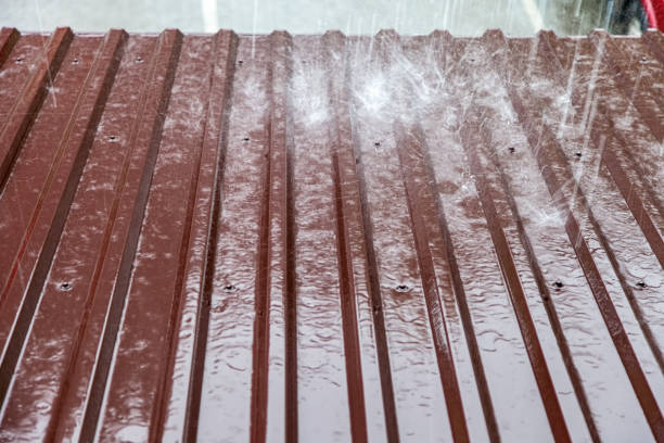 Metal roof in the rain