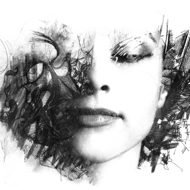 istock Paintography. Abstract drawing combined with a portrait 1197727888