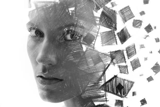 istock Paintography. Abstract drawing combined with a portrait 1197727958
