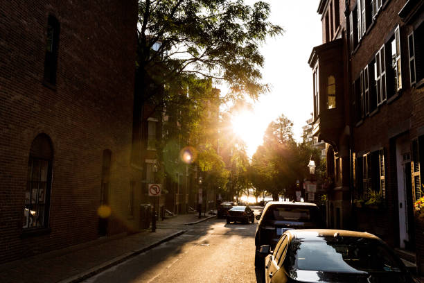 istock Landmark Boston Beacon Hill streets and historic brick buildings 1197728107
